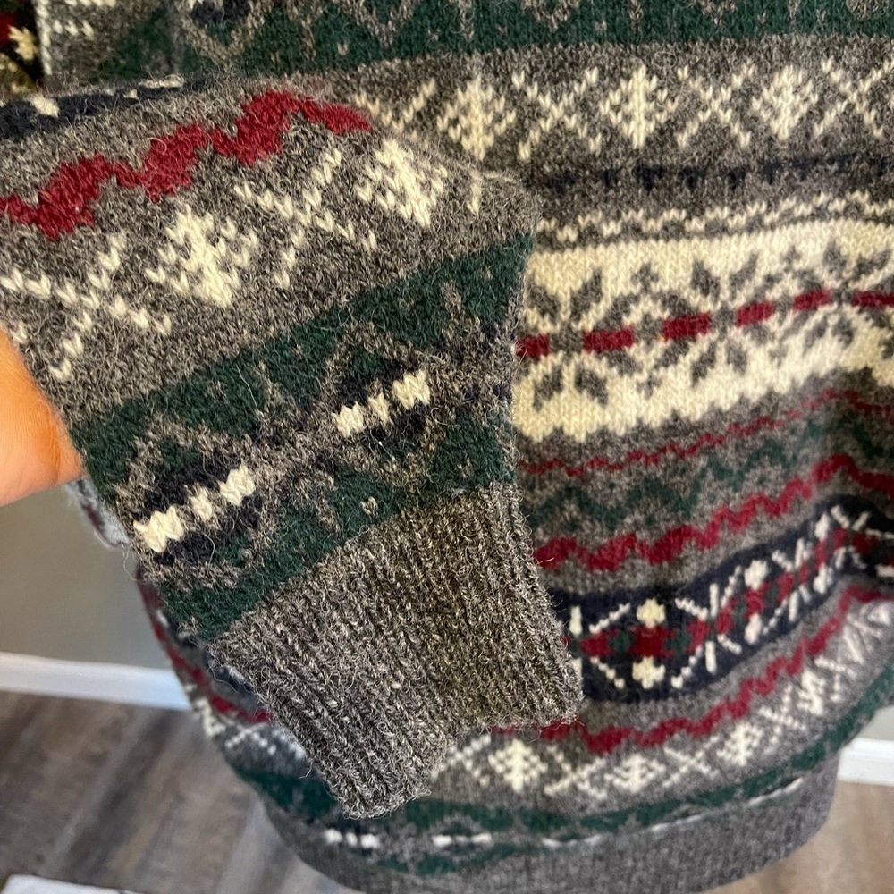 Woolrich Fair Isle Gray Wool Sweater XL - Picture 6 of 11